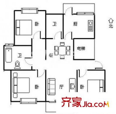 上海莘城 3室 户型图