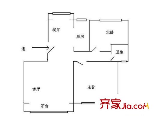 小富人家(闵行)户型图户型图 2室1厅1卫1厨