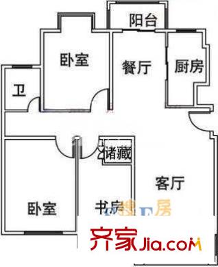 上海 森林灣二期3室 戶型圖