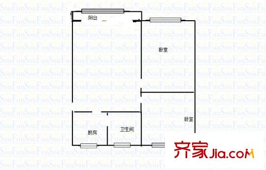 萊陽(yáng)新家園 2室 戶(hù)型圖