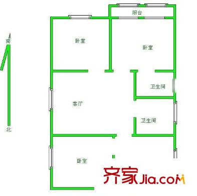 建華公寓戶(hù)型圖建華小區(qū) 3室 戶(hù)型圖 3室2廳2衛(wèi)1廚