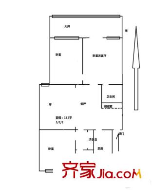 牡丹小區(qū)戶型圖戶型圖 3室2廳2衛(wèi)1廚