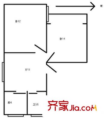 濟(jì)陽三村戶型圖戶型圖 2室1廳1衛(wèi)1廚