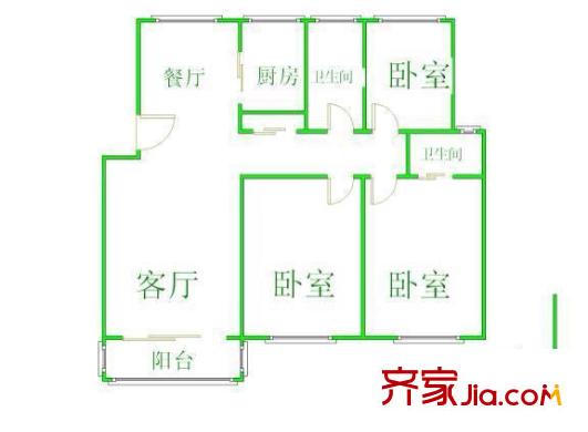 蝶戀苑 3室 戶(hù)型圖