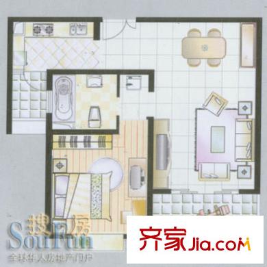 東方城市公寓戶型圖A戶型 1室2廳1衛(wèi)1廚