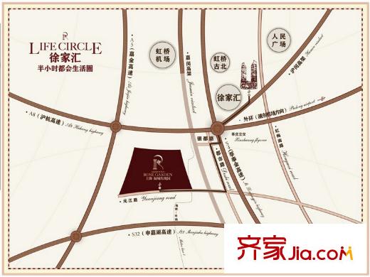 上海・绿城玫瑰园交通图