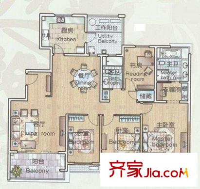萊金佳園戶(hù)型圖戶(hù)型圖 4室2廳2衛(wèi)1廚