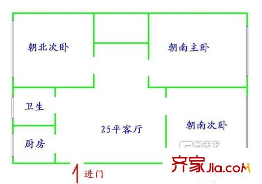 鞍山四村户型图户型图 3室2厅1卫1厨