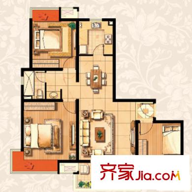 象屿都城户型图三期H2户型图 3室2厅1卫
