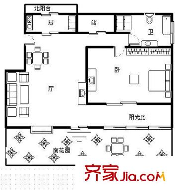 象屿都城户型图户型图 1室2厅1卫1厨