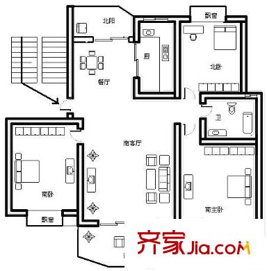 三林苑戶型圖戶型圖 3室1廳1衛(wèi)1廚