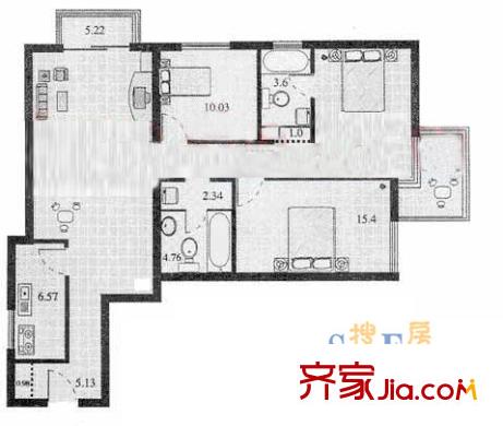 博二小區(qū)2室2廳2衛(wèi)1廚
