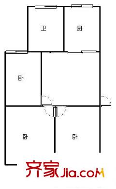 浦煤新村戶型圖戶型圖 3室1廳1衛(wèi)1廚