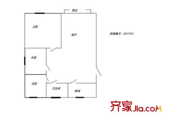 小桥里户型图户型图 3室1厅1卫1厨