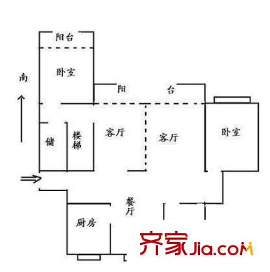 康健星辰户型图户型图 4室2厅2卫1厨