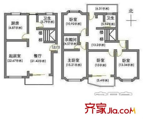 康健星辰户型图户型图 4室2厅3卫1厨