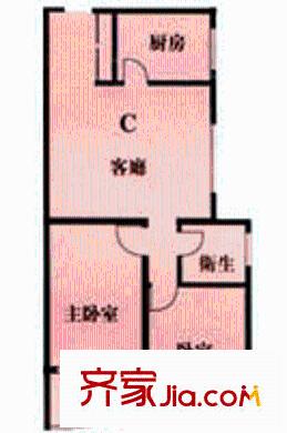 恒达公寓户型图2室1厅1卫1厨