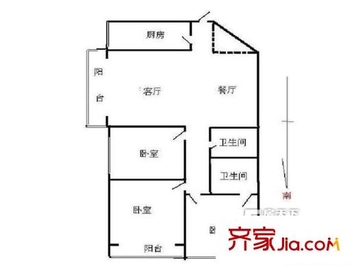 立地苑戶型圖戶型圖 3室2廳2衛(wèi)1廚