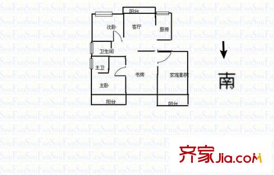 康健星辰户型图户型图 4室2厅2卫1厨