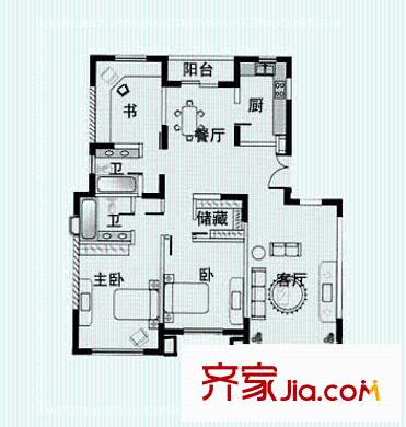 康健星辰户型图3室2厅2卫1厨