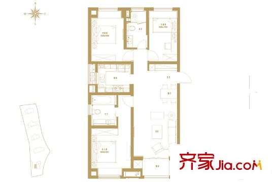 萬科海上傳奇120平方米戶型圖 3室2廳2衛(wèi)1廚
