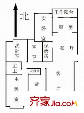 华盛大公馆户型图户型图 3室2厅2卫1厨