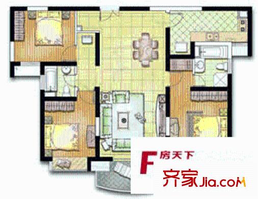 华盛大公馆户型图3室2厅2卫1厨
