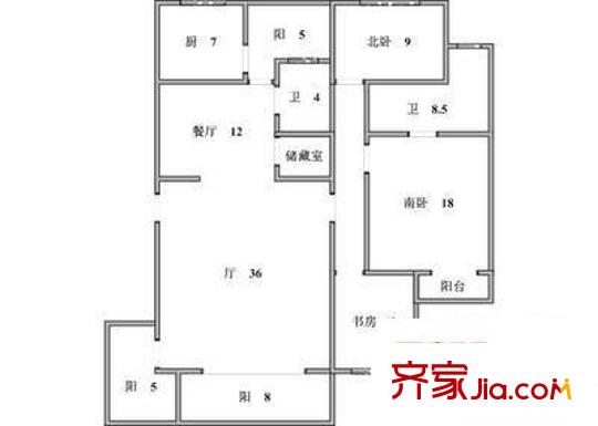 新梅公寓 4室 户型图