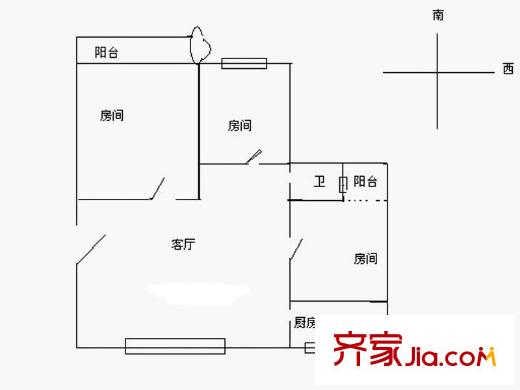 金桂小區(qū)戶型圖戶型圖 3室1廳1衛(wèi)1廚
