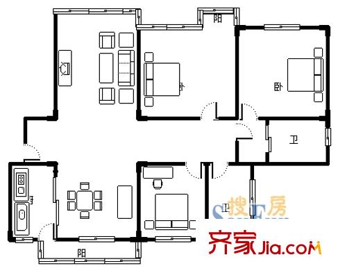 上海 盛源花园 3室 户型图