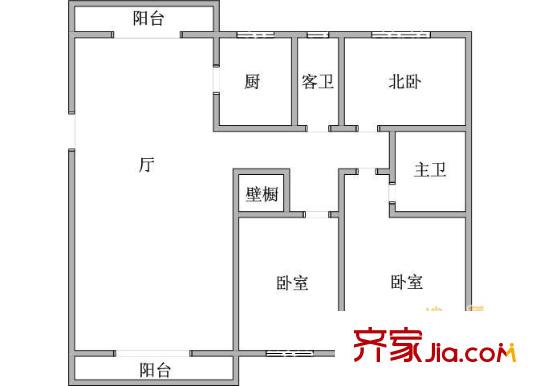 金铭福邸户型图户型图 3室1厅2卫1厨