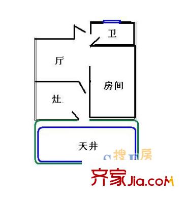上海 南橋曙光1室 戶型圖