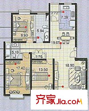 盛源公寓戶型圖戶型圖 3室2廳2衛(wèi)1廚
