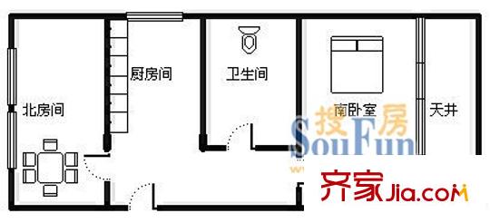 幸福村户型图户型图 2室1厅1卫1厨