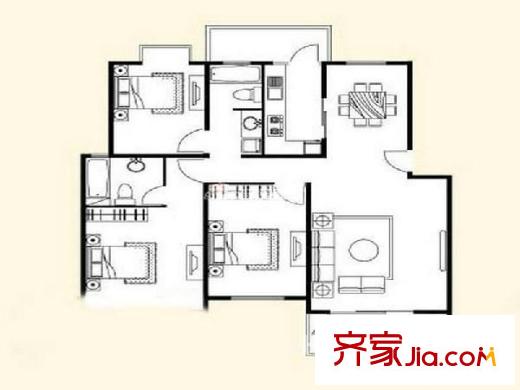 海德名园 2室 户型图