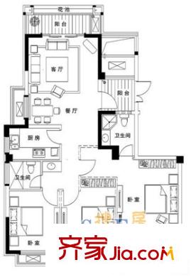 昱龍家園北區(qū)戶(hù)型圖上海 秀康新城 戶(hù)型圖 3室2廳2衛(wèi)1廚