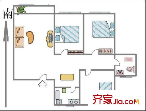 市益大楼户型图户型图 3室2厅2卫1厨