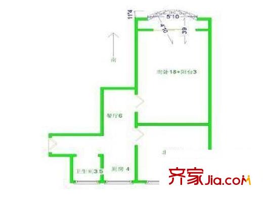 和亭佳苑 1室 户型图