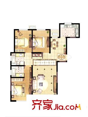 領(lǐng)航uptownC戶型戶型圖 3室2廳2衛(wèi)1廚