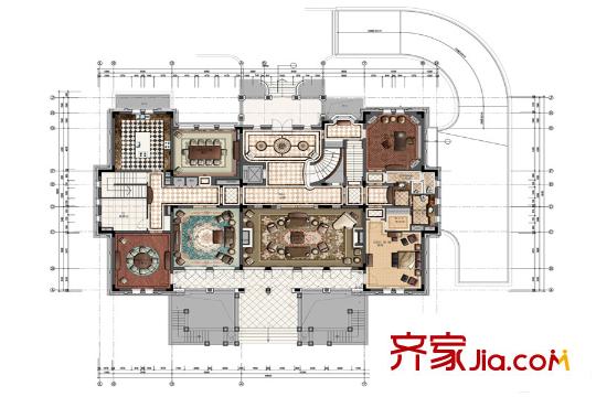 君庭E戶型一層 1室5廳2衛(wèi)2廚