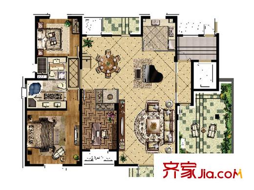 尼德蘭官邸寬景平墅D戶型-五層 3室2廳2衛(wèi)1廚