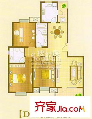 鼎鑫名流苑D戶型 3室2廳2衛(wèi)1廚