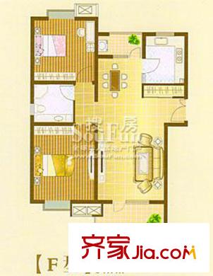 鼎鑫名流苑F戶型 2室2廳1衛(wèi)1廚