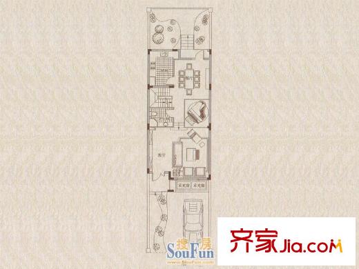 红墅1858别墅D户型-一层 4室2厅4卫1厨