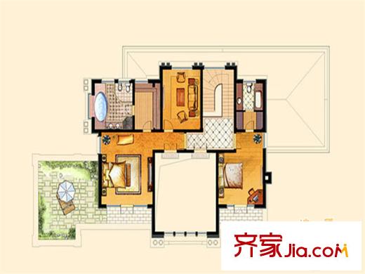 紫都上海晶园B1户型二楼 4室3厅4卫1厨