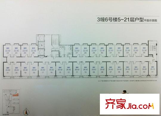 万乐城3幢6号楼5-21层平面图 1室1卫1厨