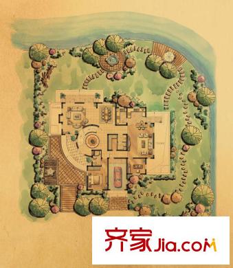 华亭别墅二期S4户型一层 2室3厅2卫2厨