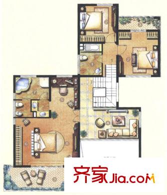 佘山东郡A10户型二层 5室3厅3卫1厨