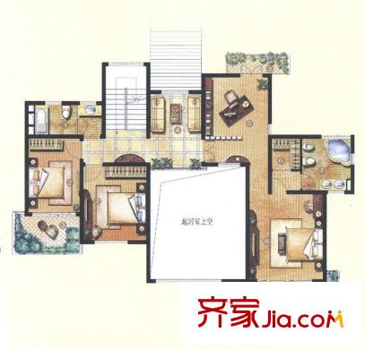 佘山东郡B7户型二层 6室3厅4卫1厨