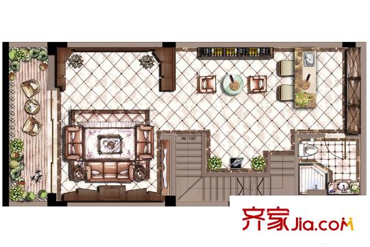 雅居乐星爵别墅21号楼D2型地下夹层 3室2厅2卫1厨